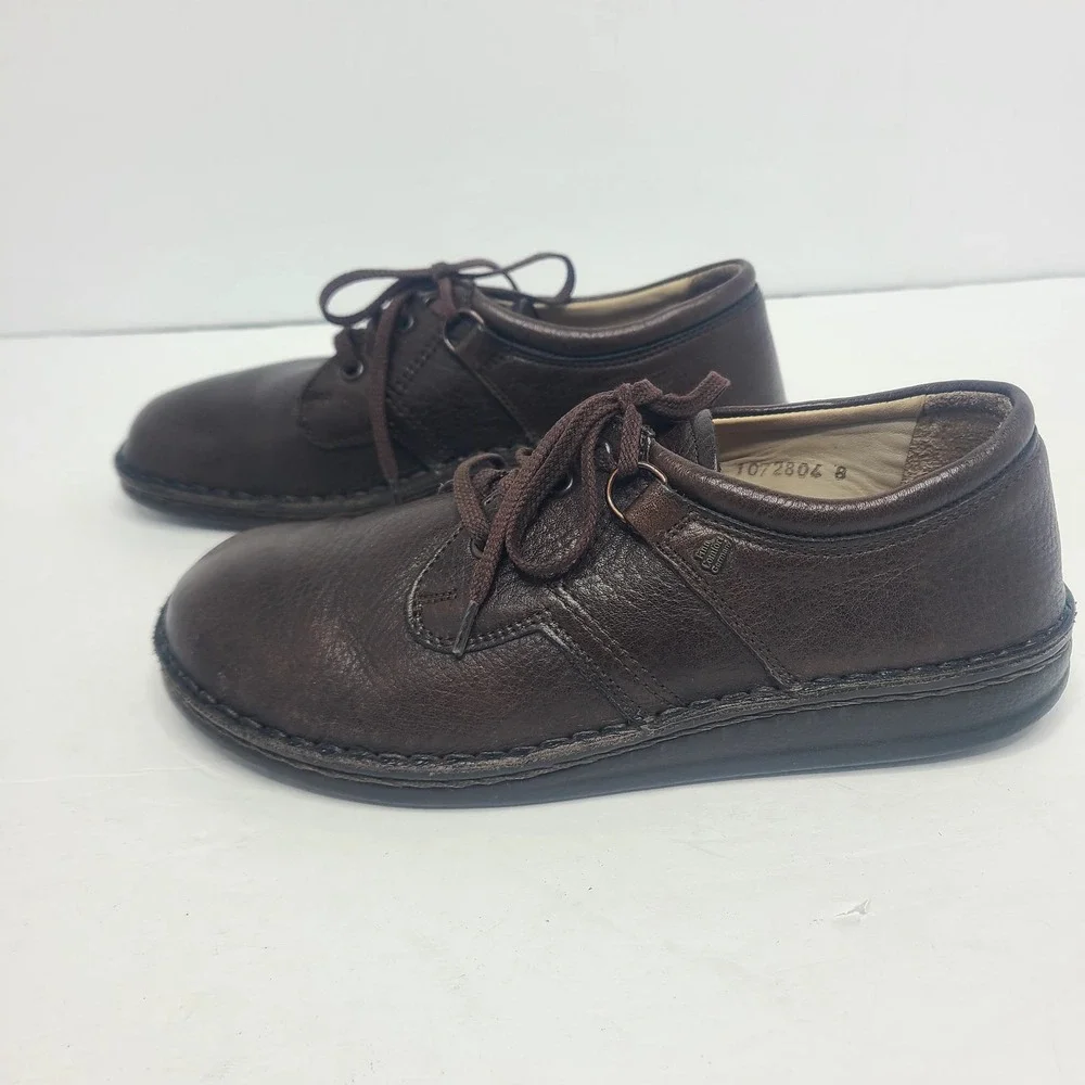Finn Comfort Brown Leather Earthy Rustic Oxford‎ Sneaker Shoes EU 38 US 8W 6M